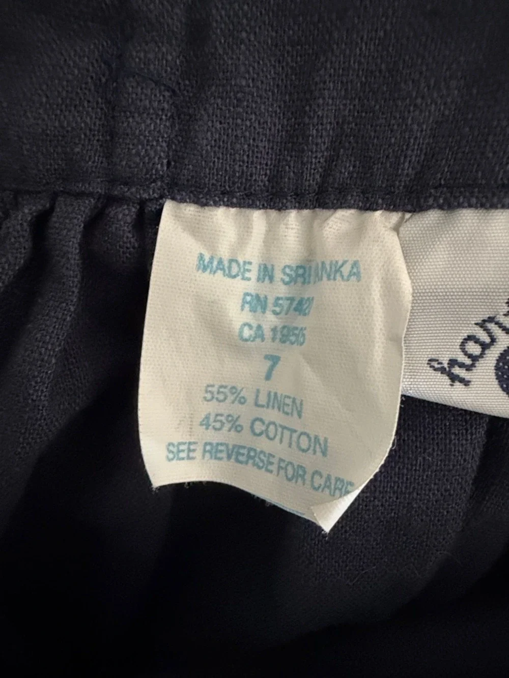 Hartstrings Girls Navy & Cream Linen Blend Dress Size 7 Sleeveless Back Tie